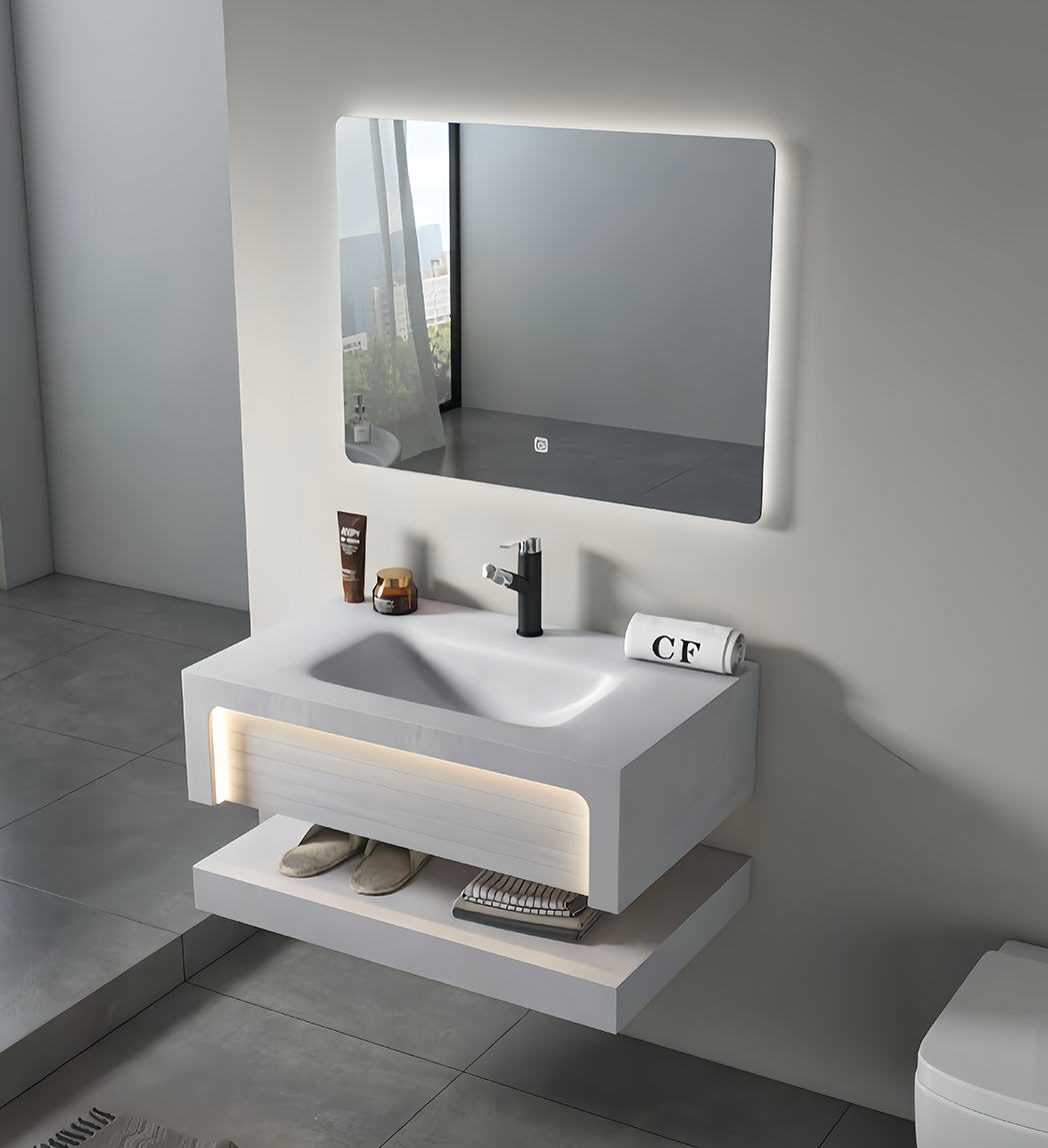 Modern Wall Mounted Sintered Stone Bathroom Vanity