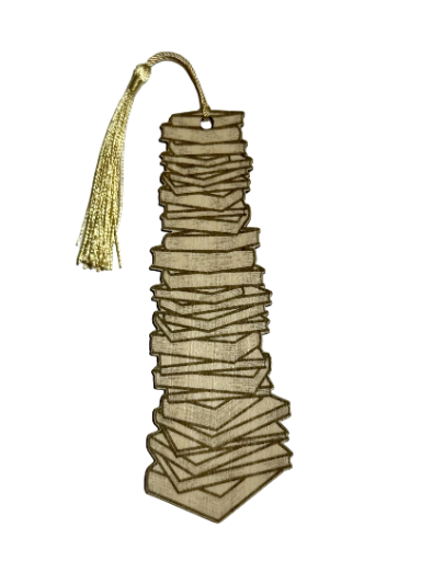 Stacked Books Wooden Bookmark