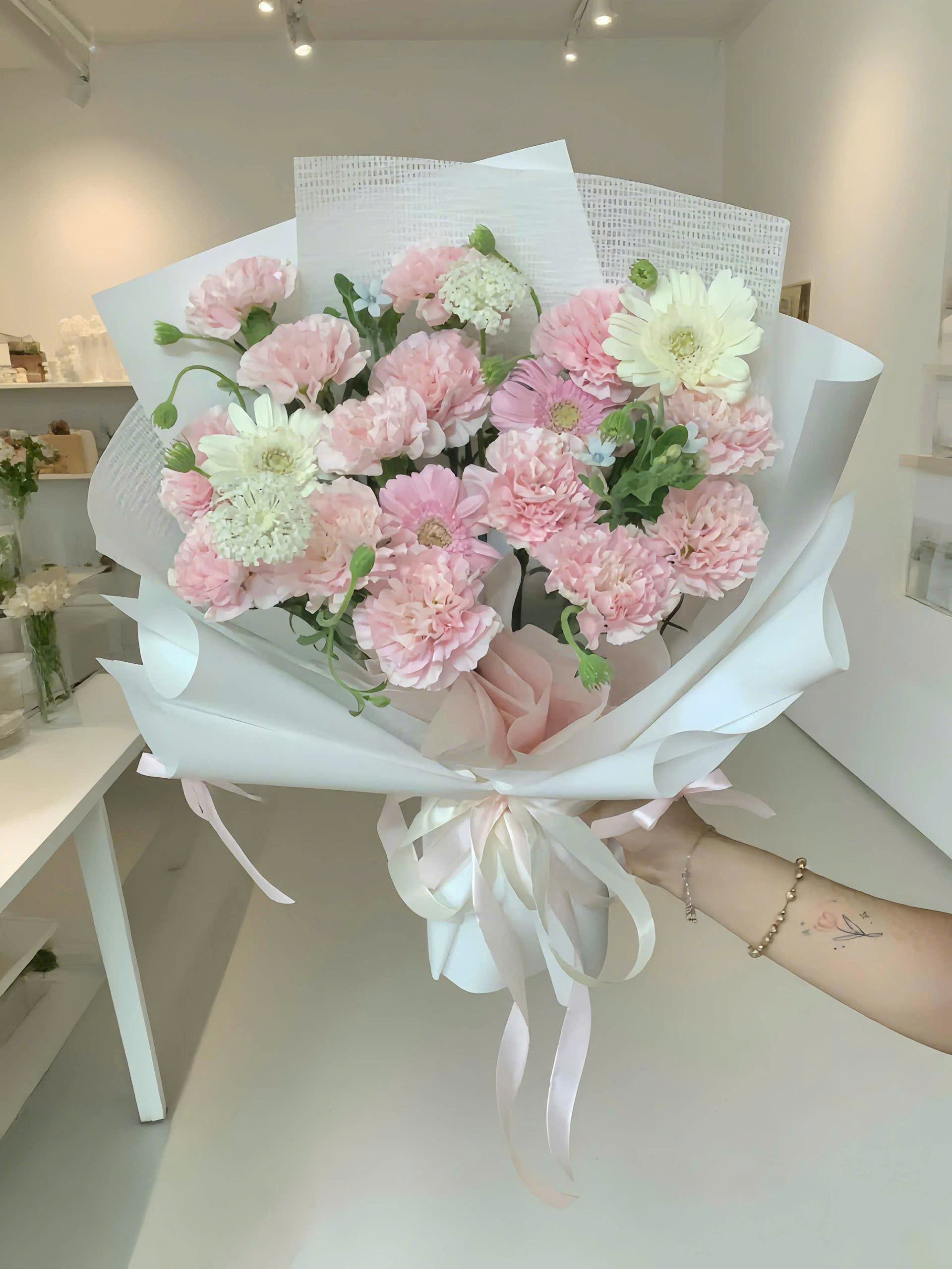 Cúc Hồng Trắng Mix