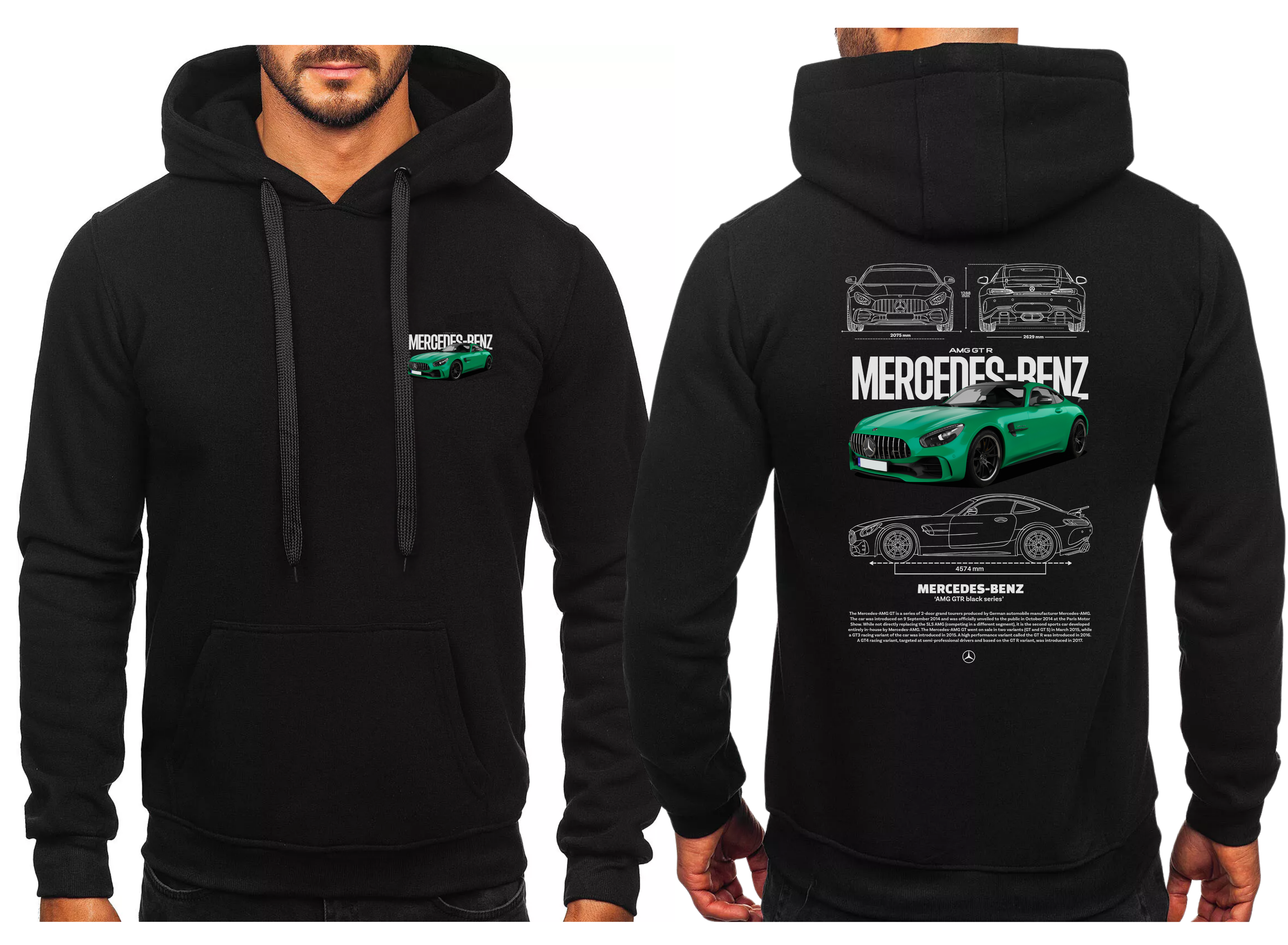 MERCEDES BENZ AMG BLUZA Z KAPTUREM SPORTOWA Z NADRUKIEM TYŁ I PRZÓD