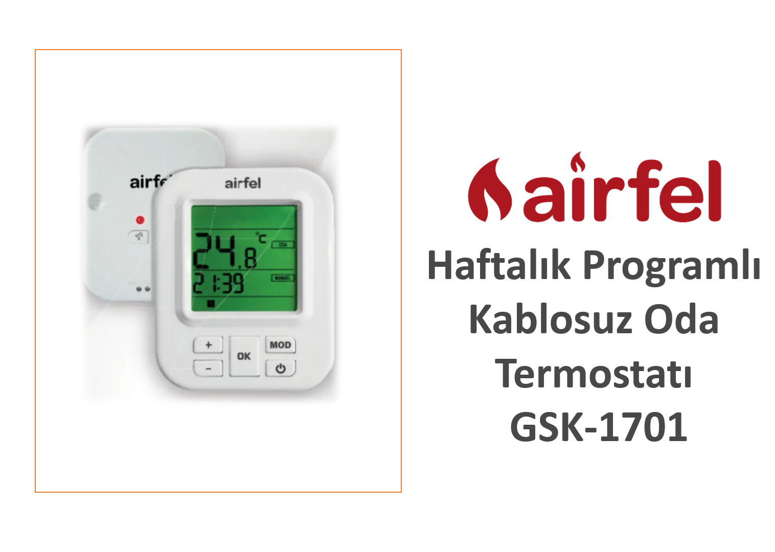 Airfel Haftalık Programlı Kablosuz Oda Termostatı GSK 1701