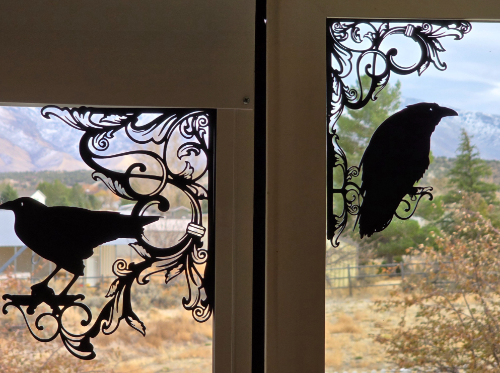 🌑 Raven Window Silhouettes – The Guardian of the Glass