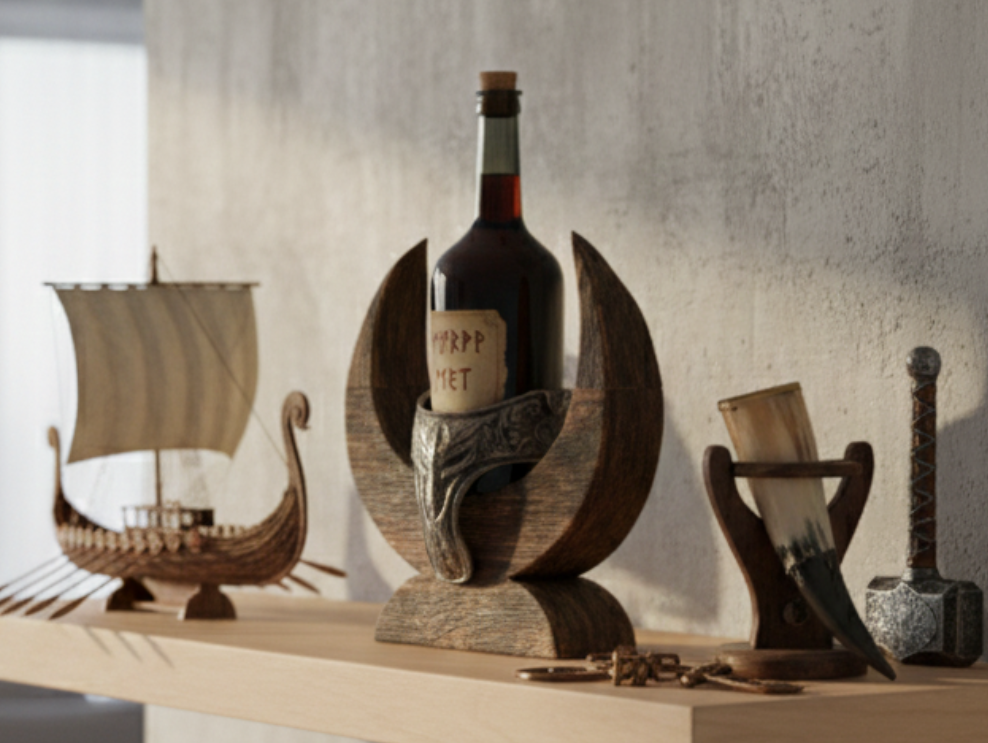 🪓 The Viking Spirit Bottle Holder – Rustic Design