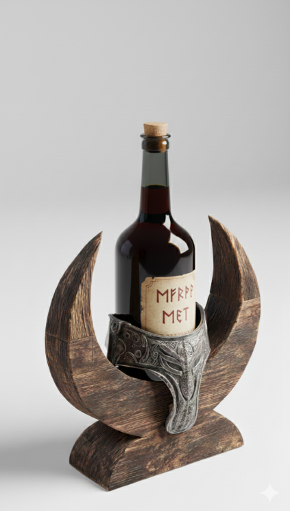 🪓 The Viking Spirit Bottle Holder – Rustic Design