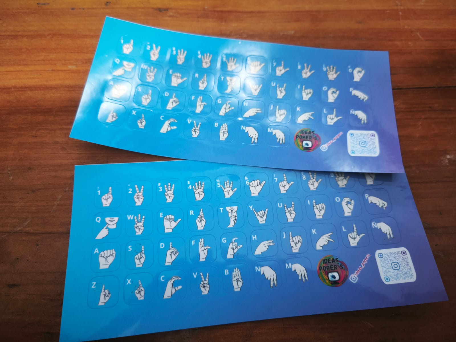 Pegatinas del alfabeto en lengua de señas