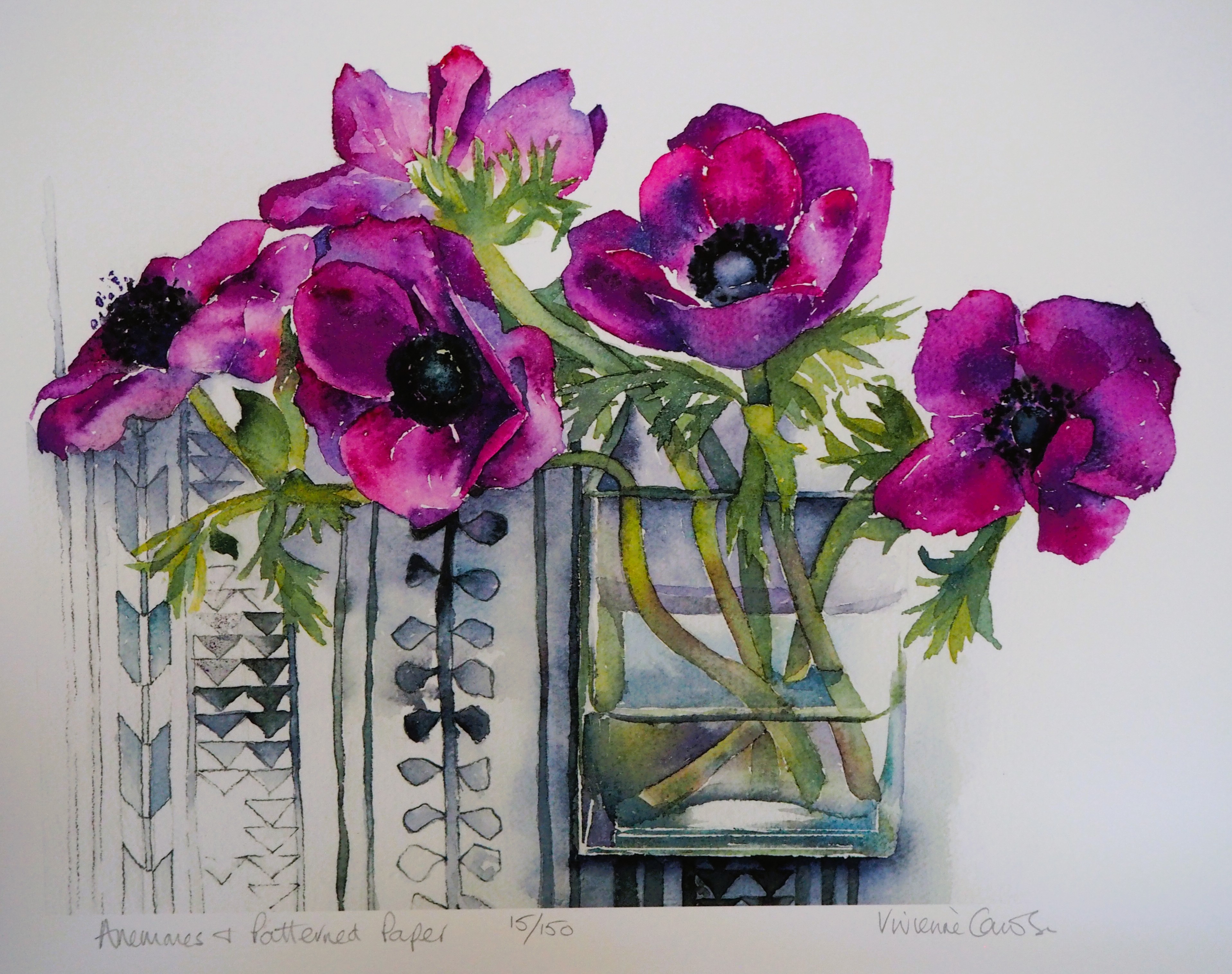 Purple Anemone & Patterned Paper 