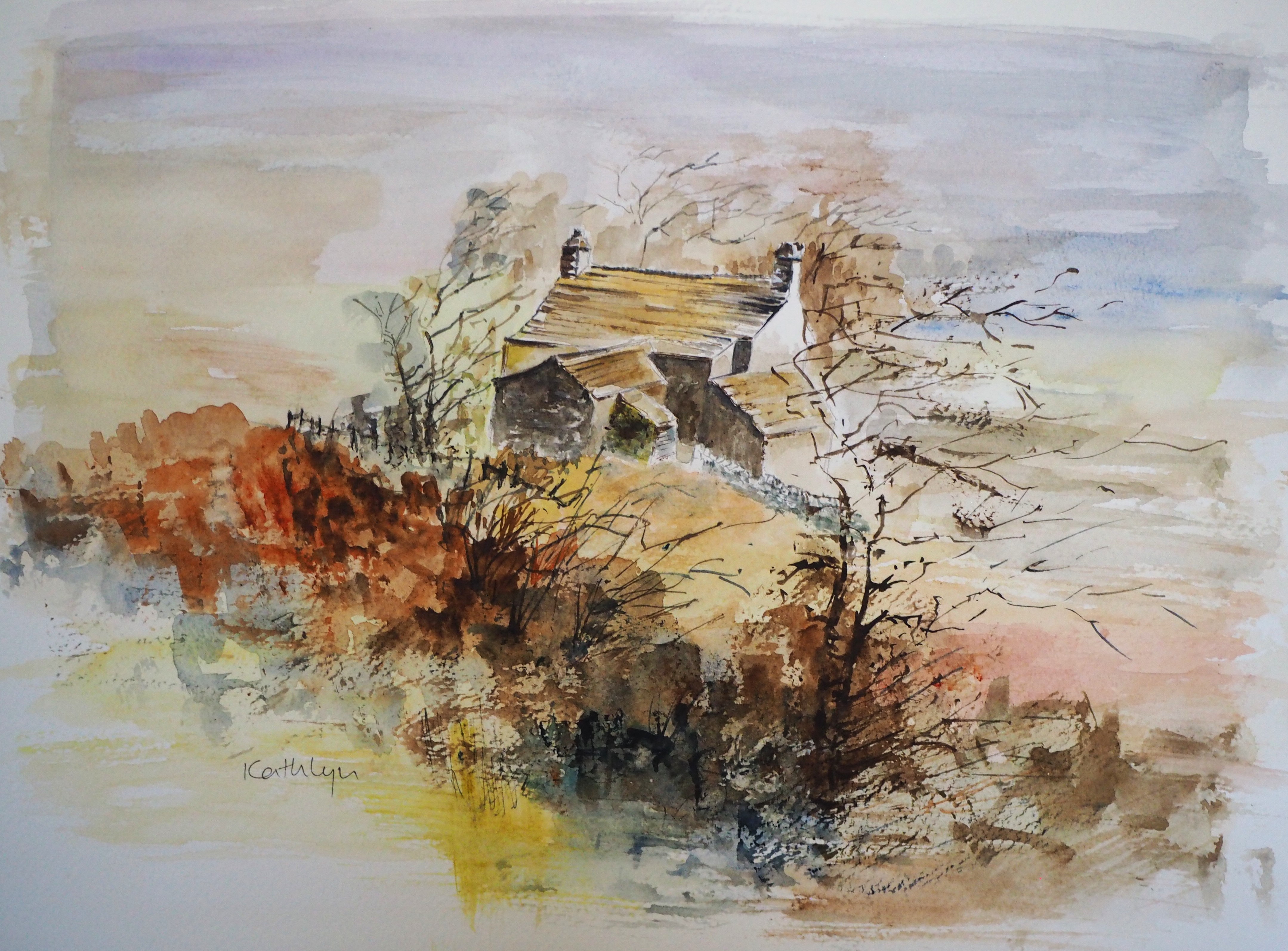 Countryside Cottage Watercolour Painting