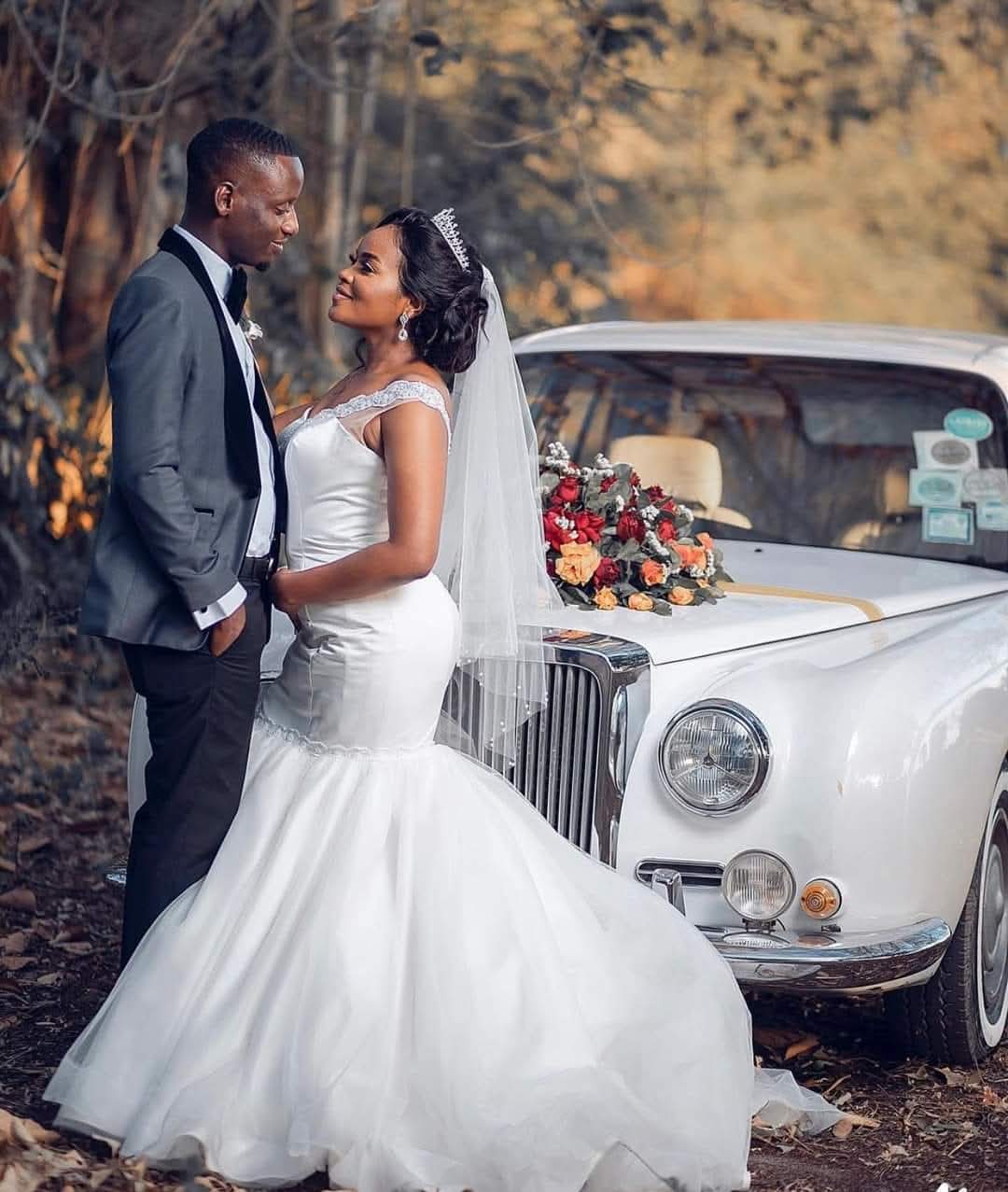 Classic White Wedding Car