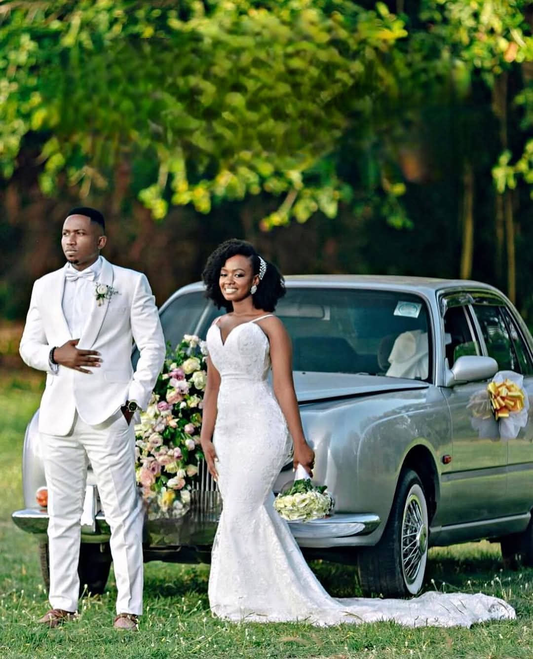 Classic Silver Wedding Car