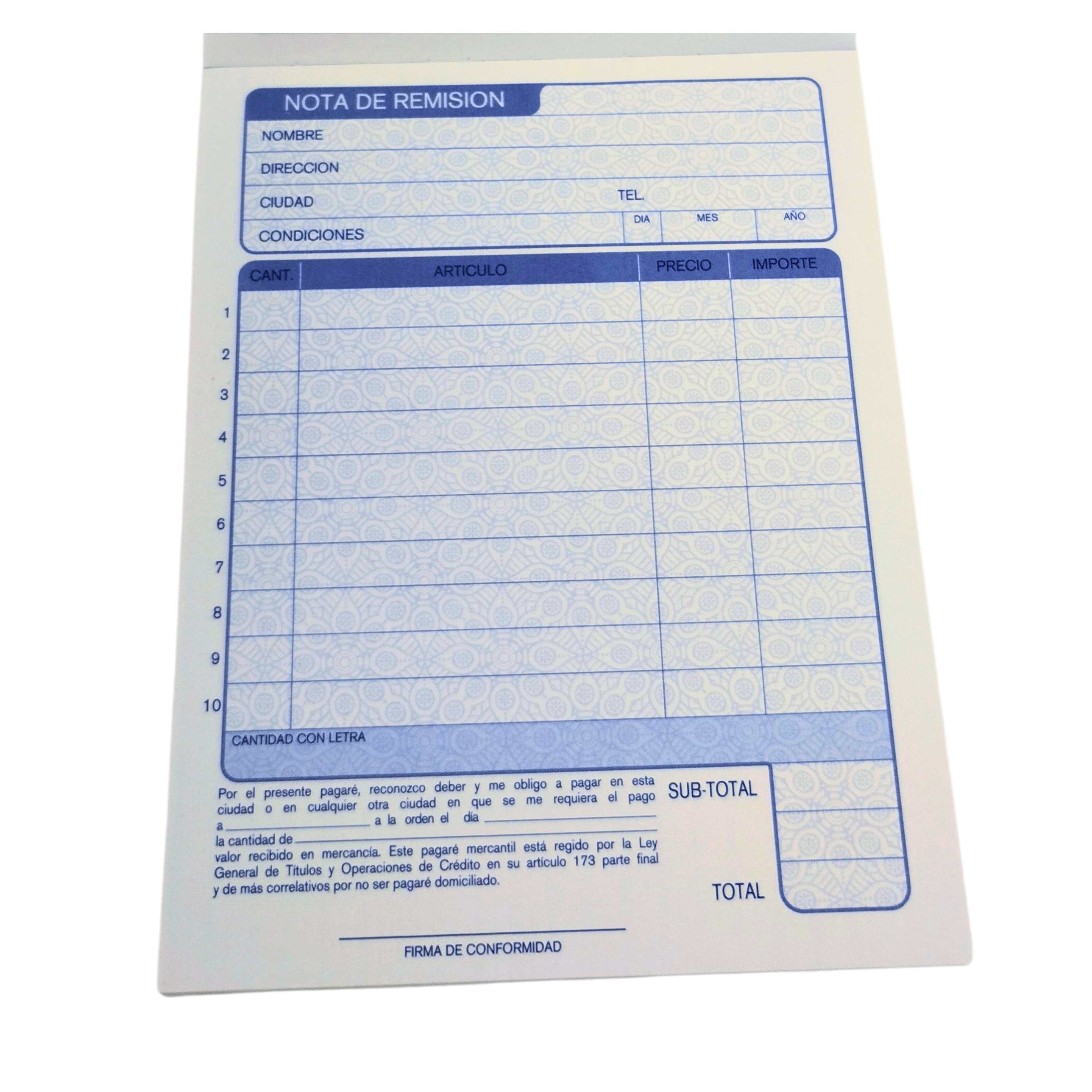 Bloc nota de remisión 50 juegos