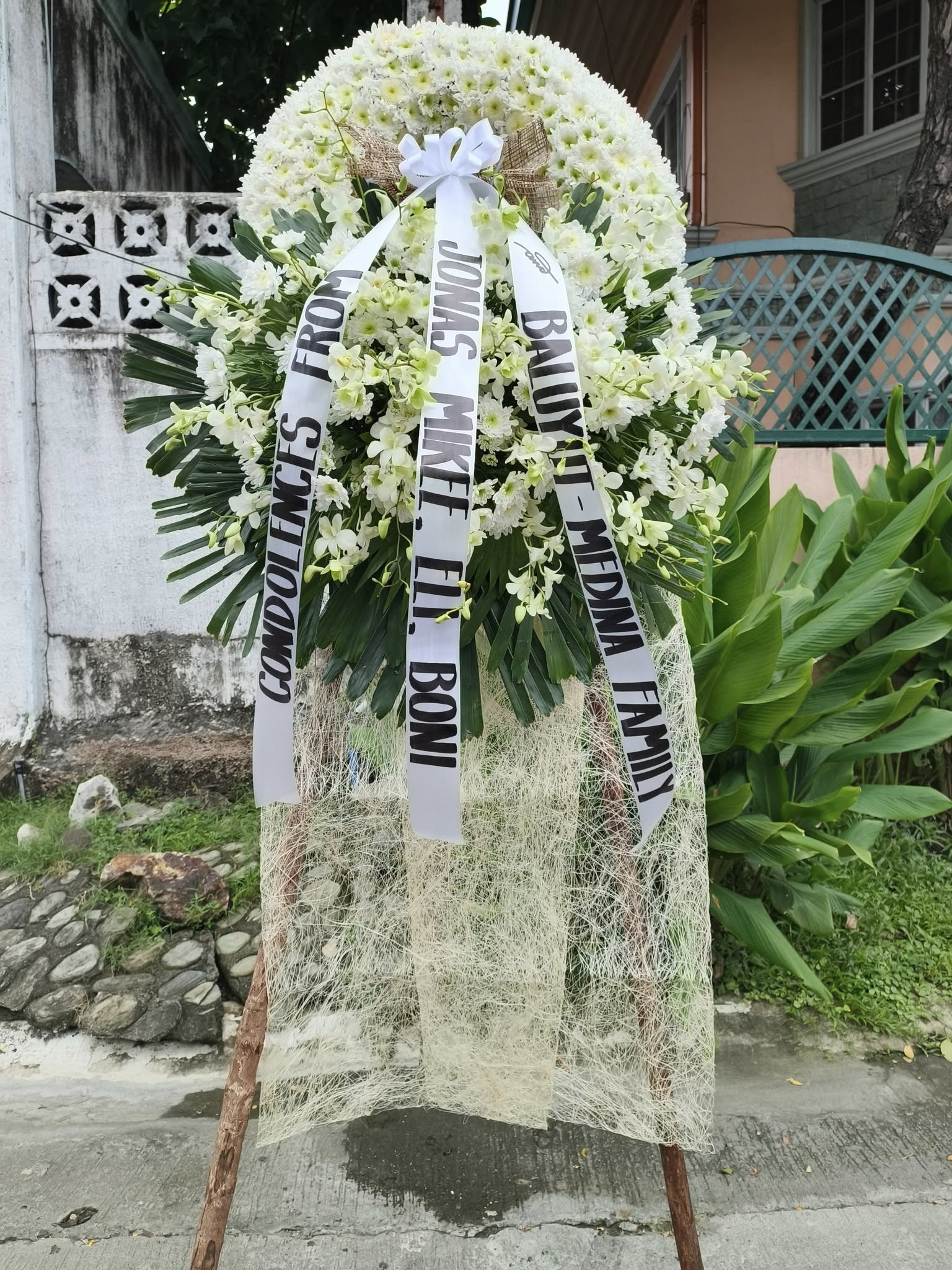 Sympathy Flower Stand with orchids 
