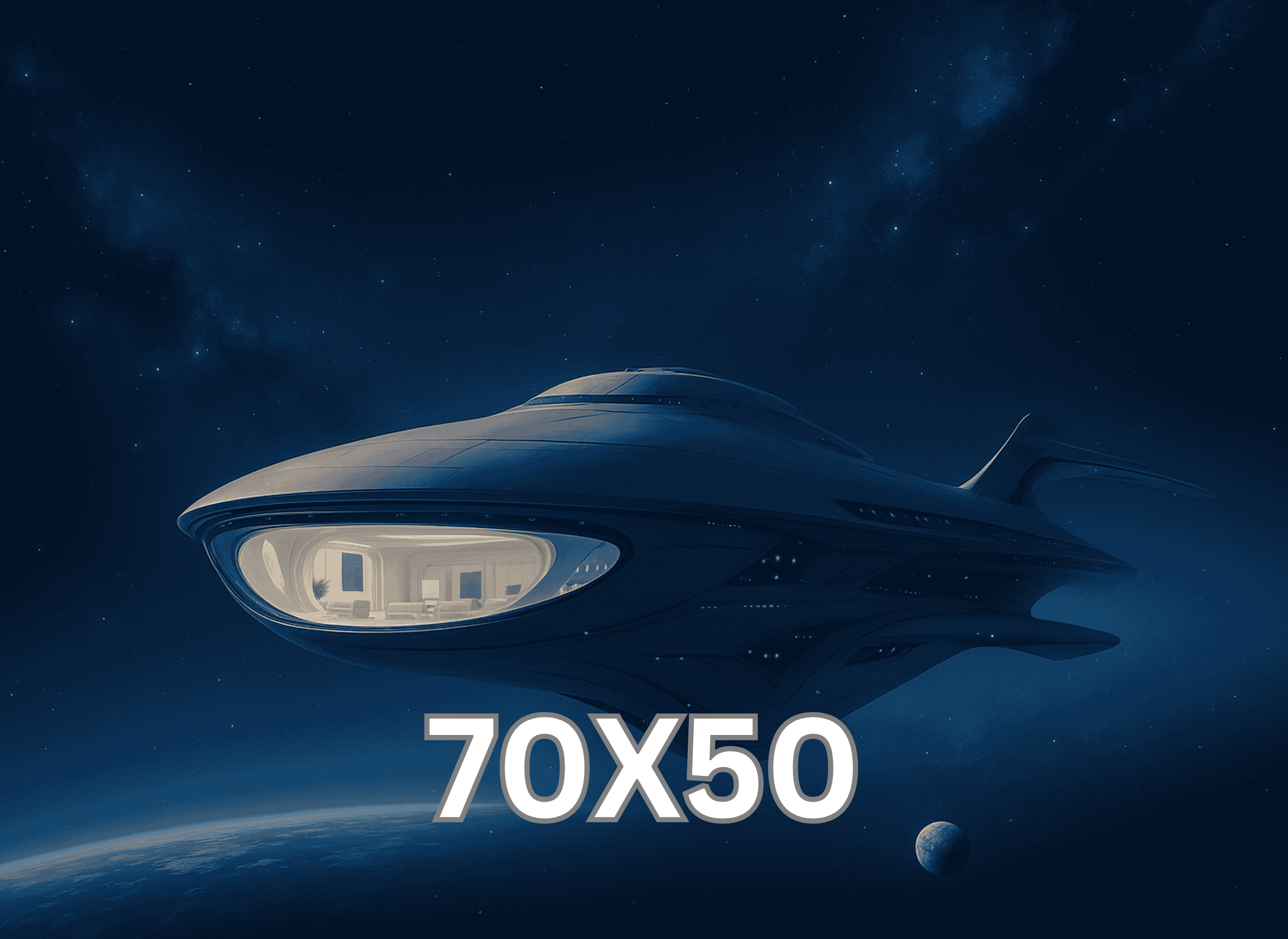 Spaceship Mini Hotel 70x50cm