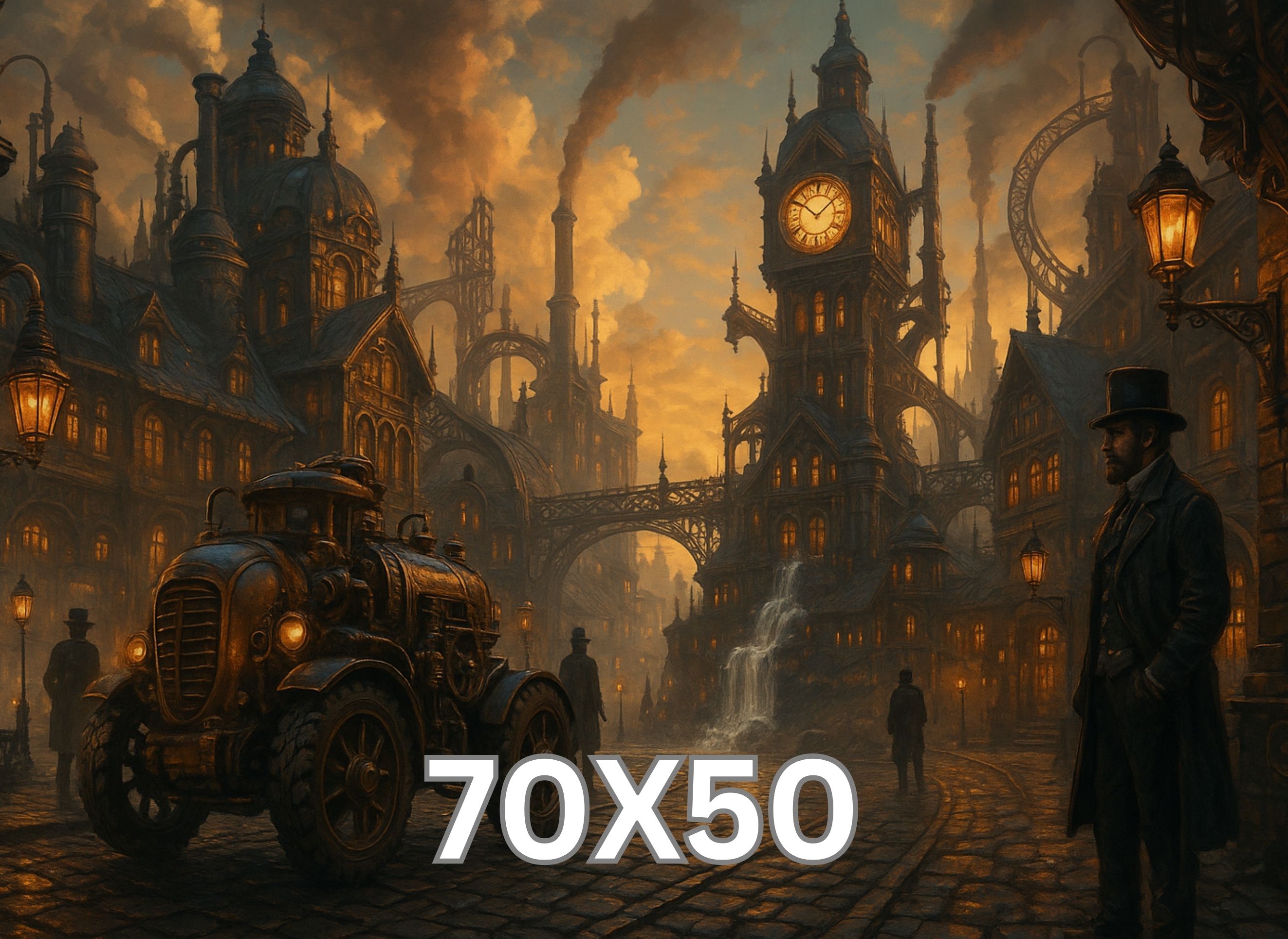 Clockwork District Steam Punk 70x50cm