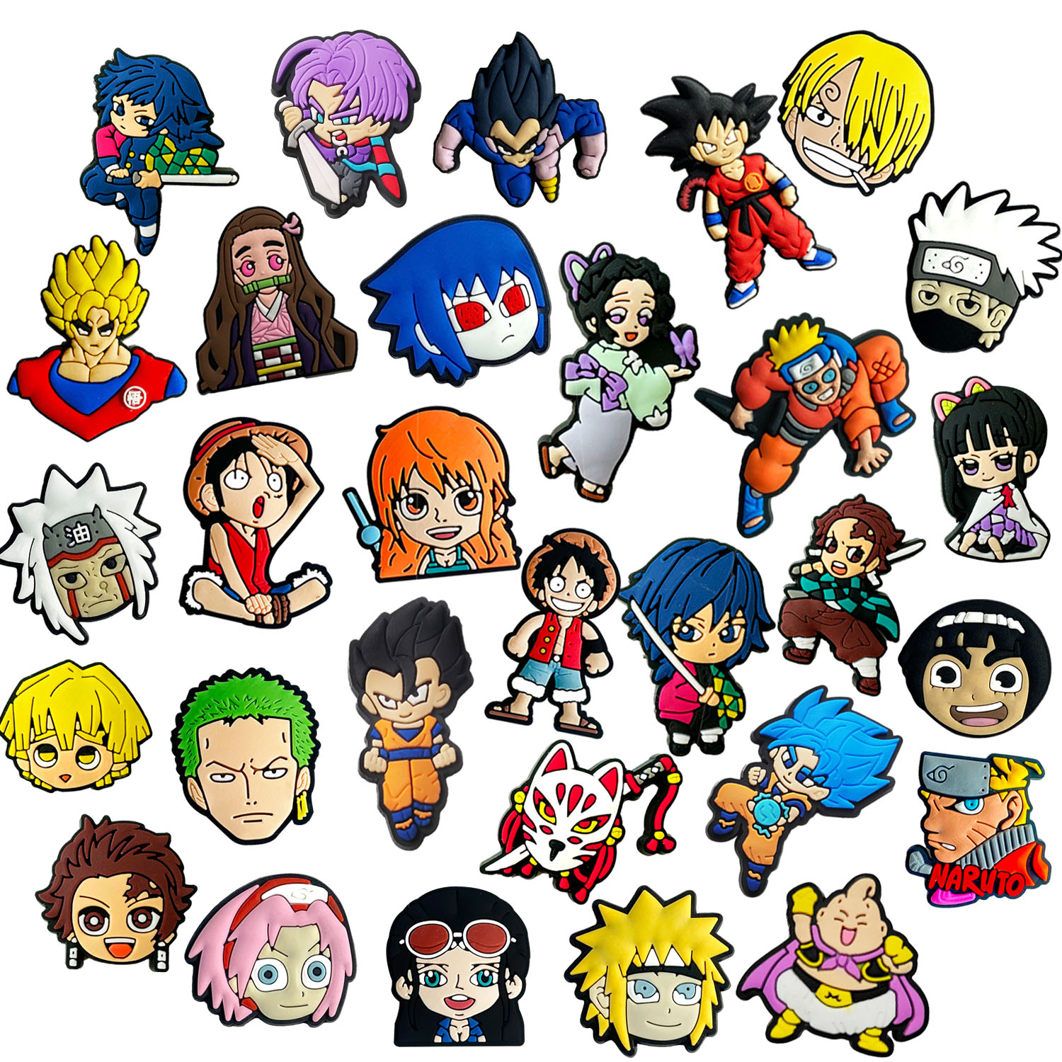 Anime Character Shoe Charms: 30PCS Manga Hero Decor for Demon Croc Charms, Bag Charms, Party Favor, & Footwear accessories