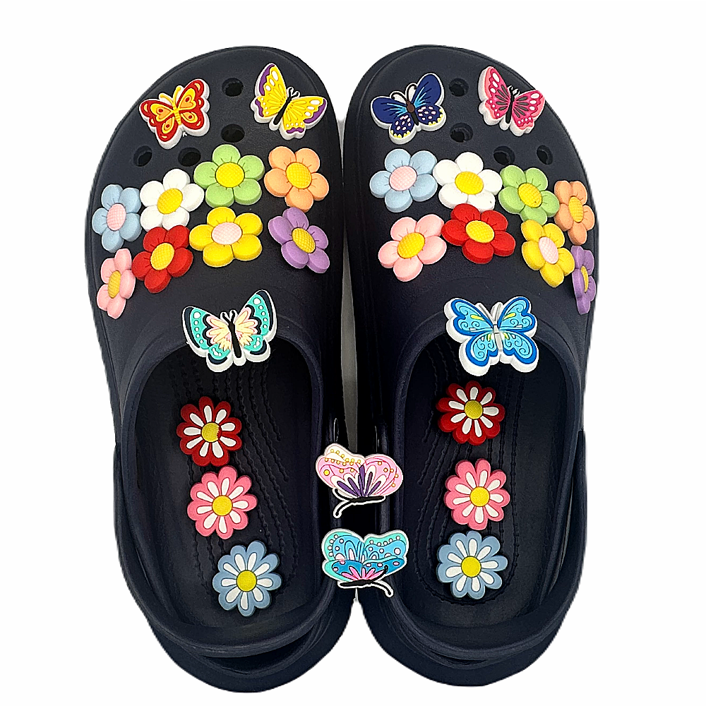 Colorful Flower & Butterfly Shoe Charms: 30PCS Vibrant Decor for Croc Charms, Bag Charms, Party Favor & Footwear accessories