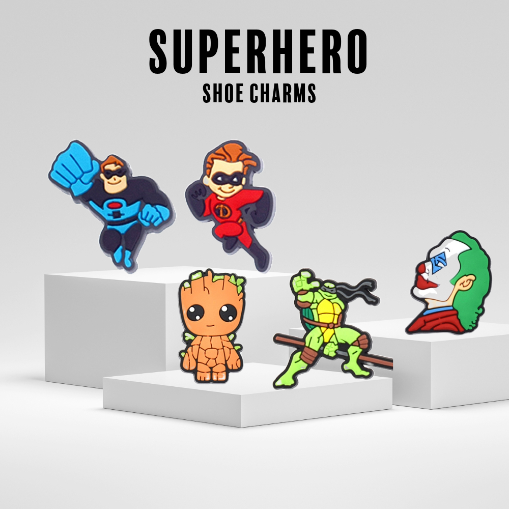 Superhero & Villain Shoe Charms: 30PCS Comic Book Hero Decor for Croc Charms, Bag Charms, Party Favor & Footwear accessories