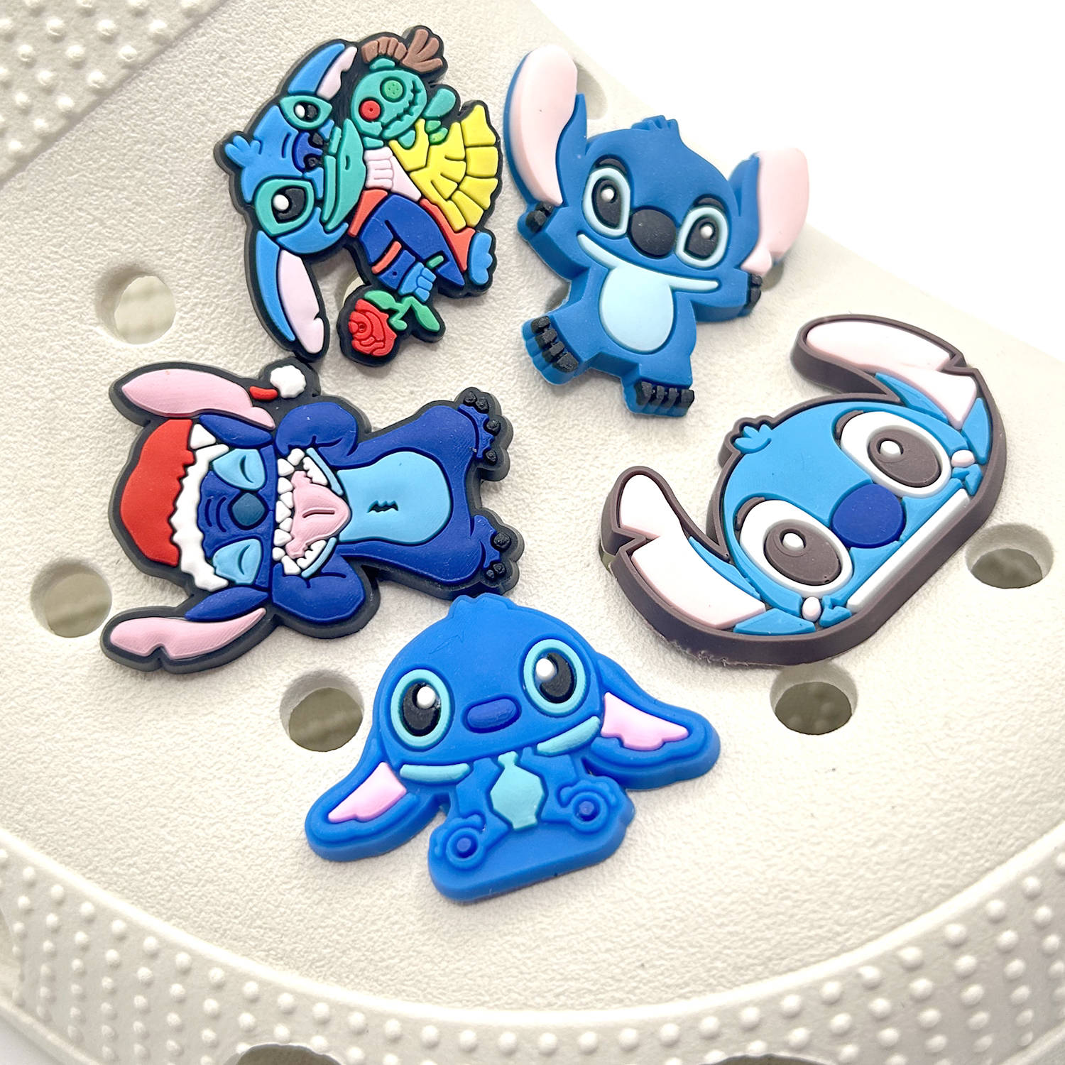 Stitch Shoe Charms: 30PCS Blue & Pink Creature Decor for Stitch Croc Charms, Bag Charms, Party Favor & Footwear accessories