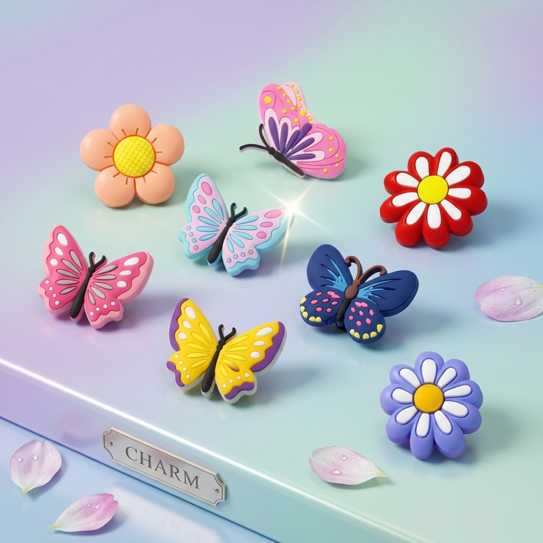 Colorful Flower & Butterfly Shoe Charms: 30PCS Vibrant Decor for Croc Charms, Bag Charms, Party Favor & Footwear accessories