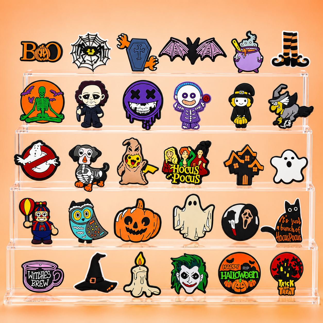 Spooky Halloween Shoe Charms: 30PCS Frightful Decor for Croc Charms, Bag Charms, Party Favor, & Footwear accessories