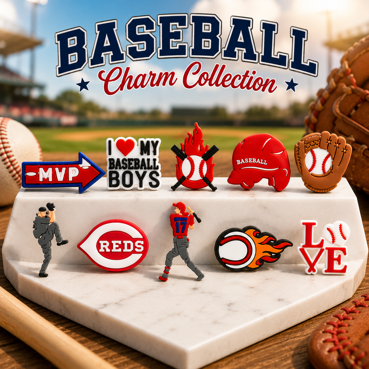 Baseball Fan Shoe Charms: 30PCS Sports-Themed Decor for Croc Charms, Bag Charms, Party Favor, & Footwear accessories