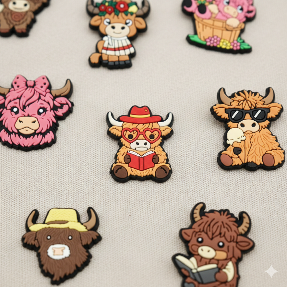  Cow Shoe Charms: 30 PCS Farmhouse Shoe Charms for Croc Charms, Bag Charms, Party Favor & Footwear accessories