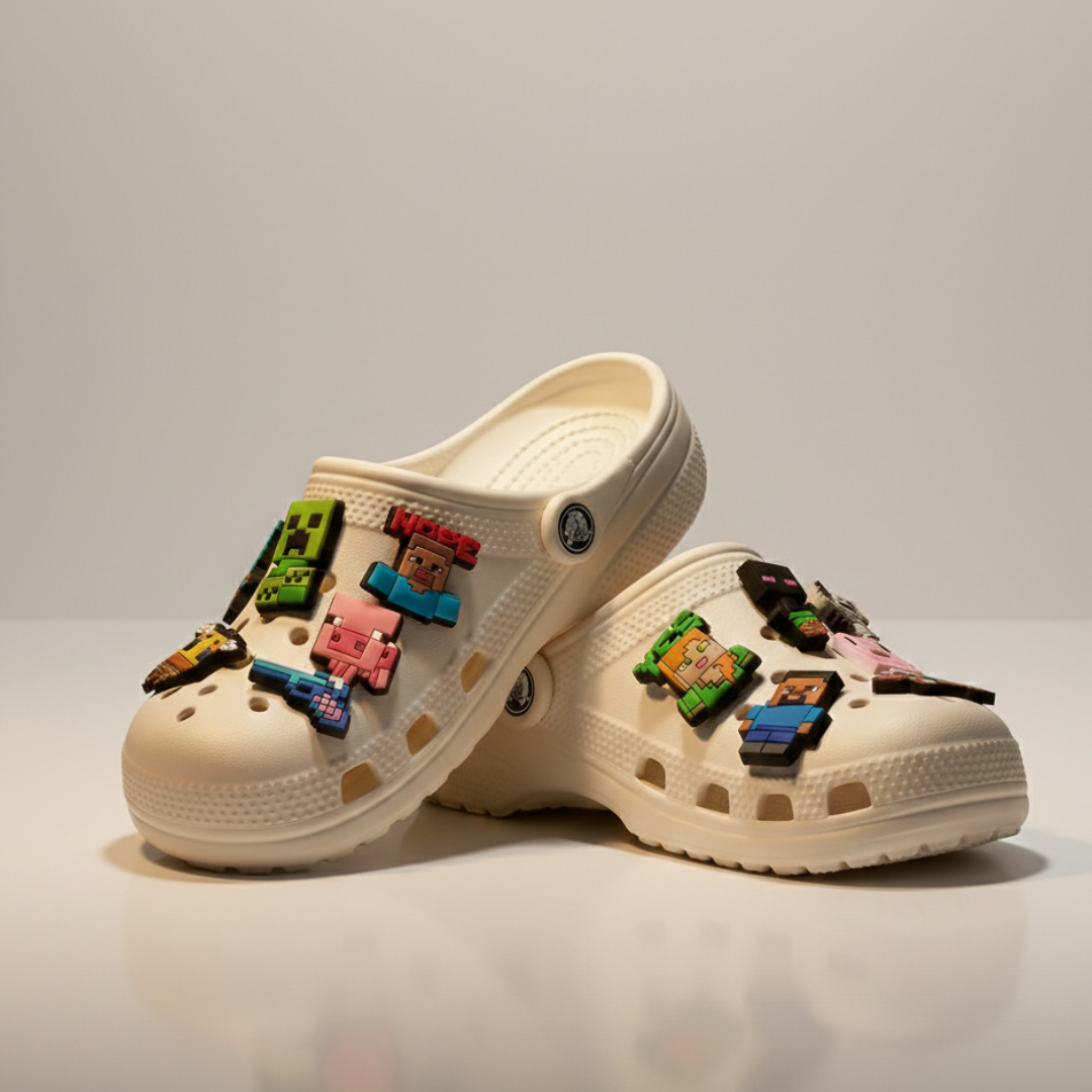 Pixel Shoe Charms: 30PCS Pixel Shoe Charms for Clog Style Shoes | Retro Block Game Accessories for Kids & Teens