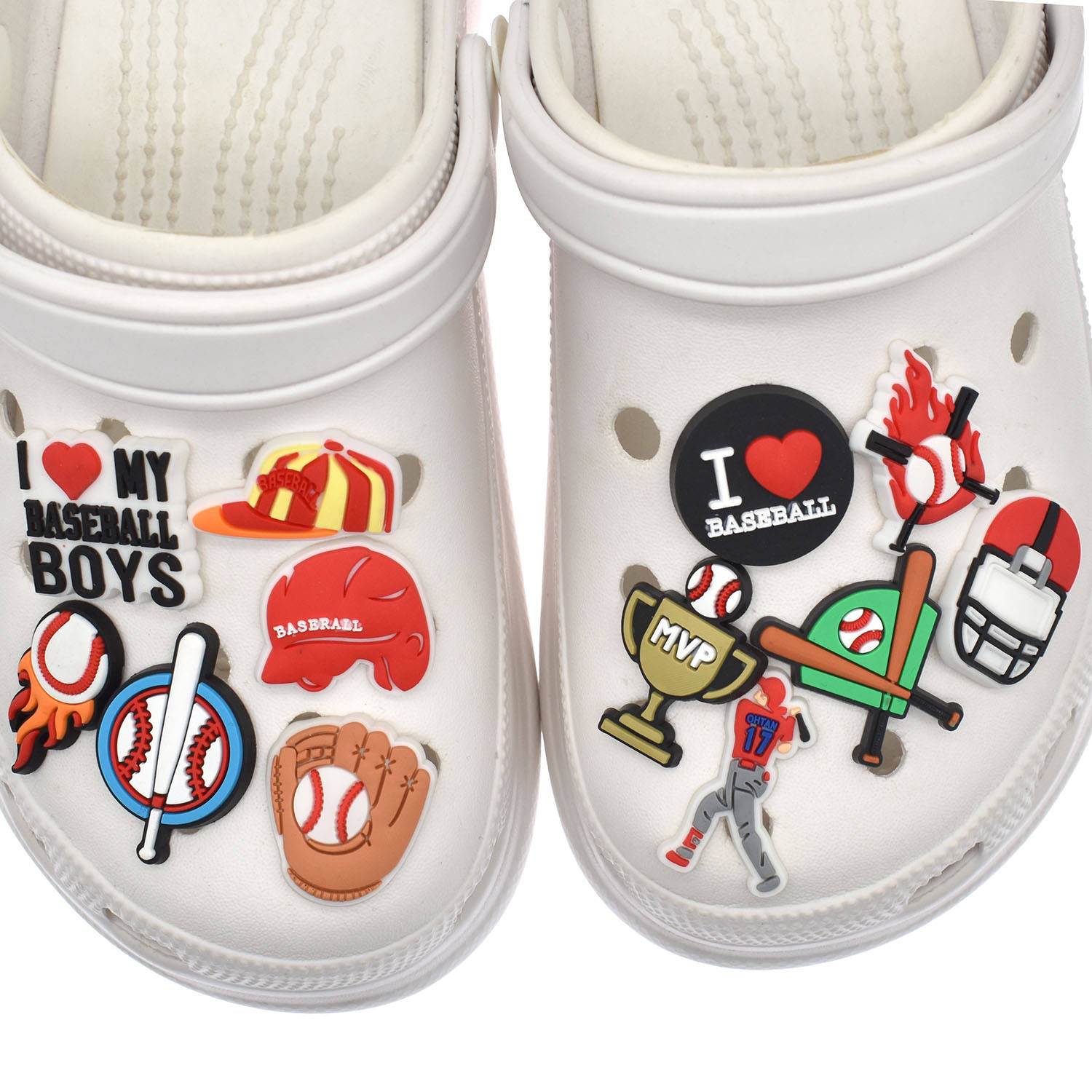 Baseball Fan Shoe Charms: 30PCS Sports-Themed Decor for Croc Charms, Bag Charms, Party Favor, & Footwear accessories