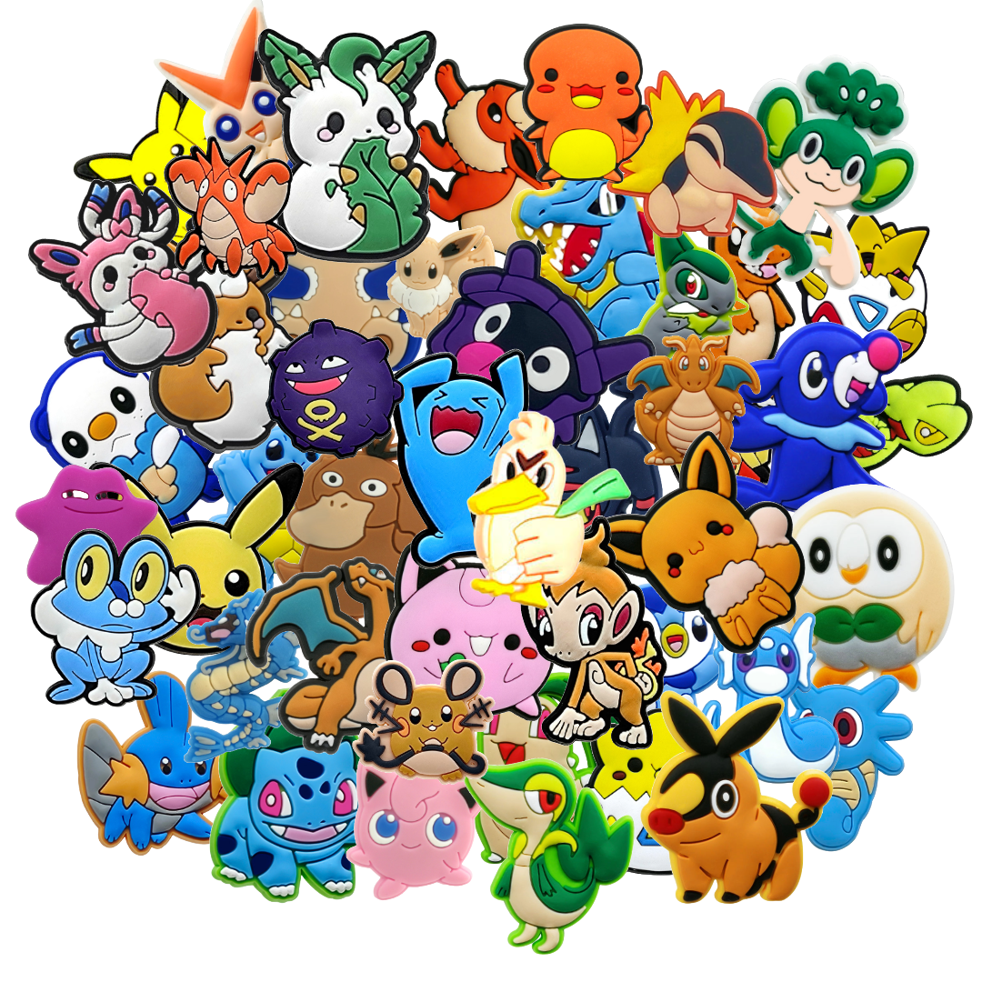 Pocket Monster Shoe Charms: 30PCS Anime Creature Decor for Croc Charms, Bag Charms, Party Favor, & Footwear accessories