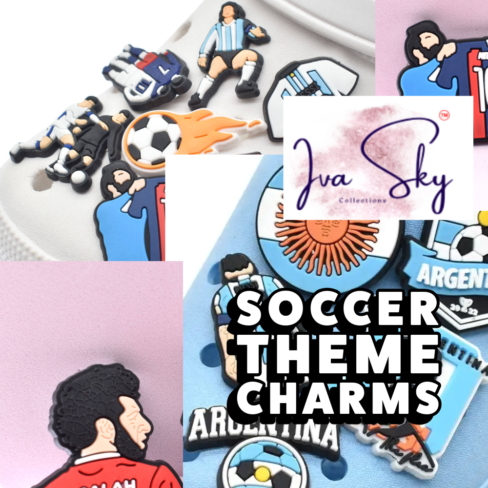 Soccer Fan Shoe Charms: 30PCS Football-Themed Decor for Croc Charms, Bag Charms, Party Favor, & Footwear accessories