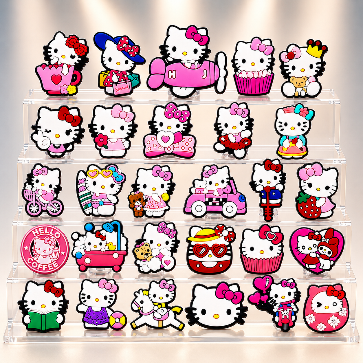 Hello Kitty Shoe Charms: 30PCS Kawaii Sanrio Accessories for Croc Charms, Bag Charms, Party Favor & Footwear accessories