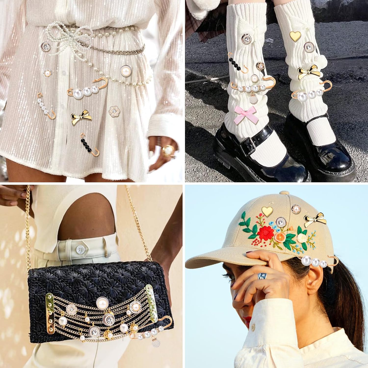 Luxury Sneaker Charms: Shoe Charms for Sneakers, Shoe Charms for Girls - Pearl, Bows, Clips, Pins, Jewelry, Laces, Bling, Pink!