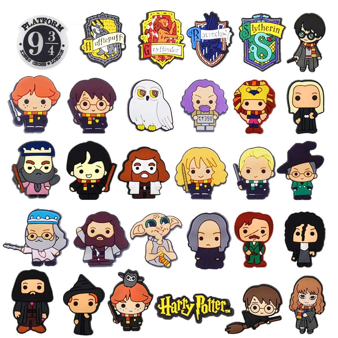 Potter Shoe Charms: 30PCS Magic-Themed Decor, H. Potter Croc Charms, Bag Charms, Party Favor, & Footwear accessories