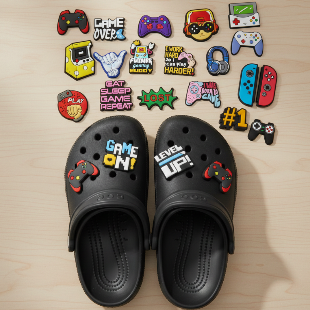 Video Game Shoe Charms: 30PCS Gamer Shoe Charms for Clog Style Shoes, Video Game Accessories for Kids Boys Girls