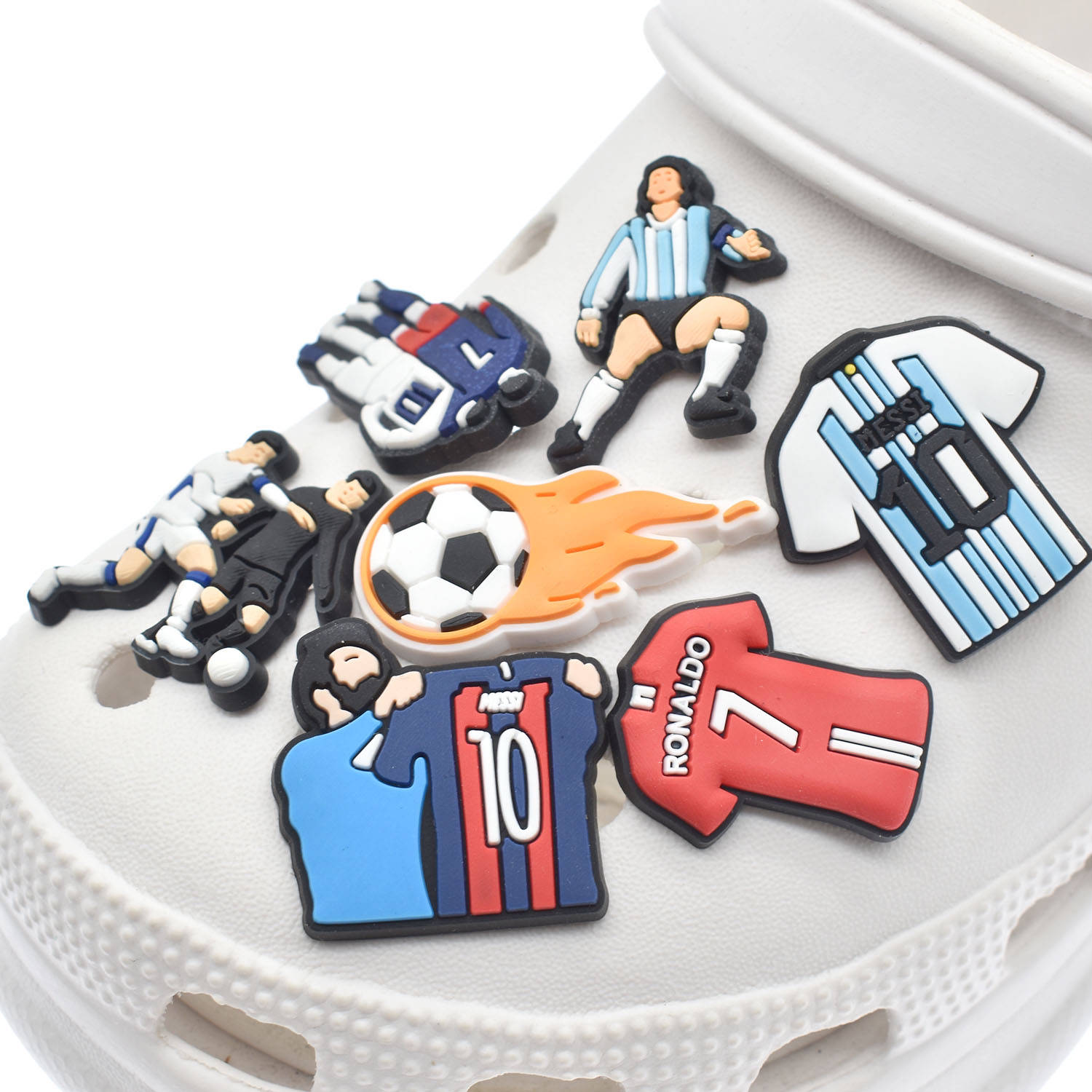 Soccer Fan Shoe Charms: 30PCS Football-Themed Decor for Croc Charms, Bag Charms, Party Favor, & Footwear accessories