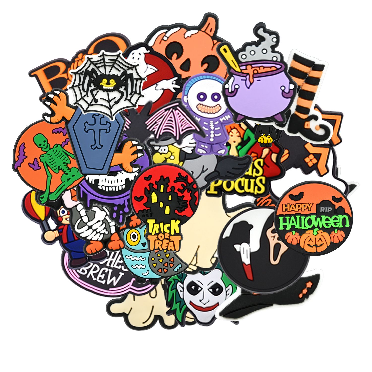 Spooky Halloween Shoe Charms: 30PCS Frightful Decor for Croc Charms, Bag Charms, Party Favor, & Footwear accessories