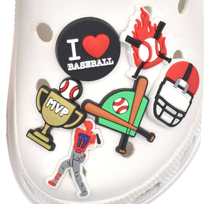 Baseball Fan Shoe Charms: 30PCS Sports-Themed Decor for Croc Charms, Bag Charms, Party Favor, & Footwear accessories