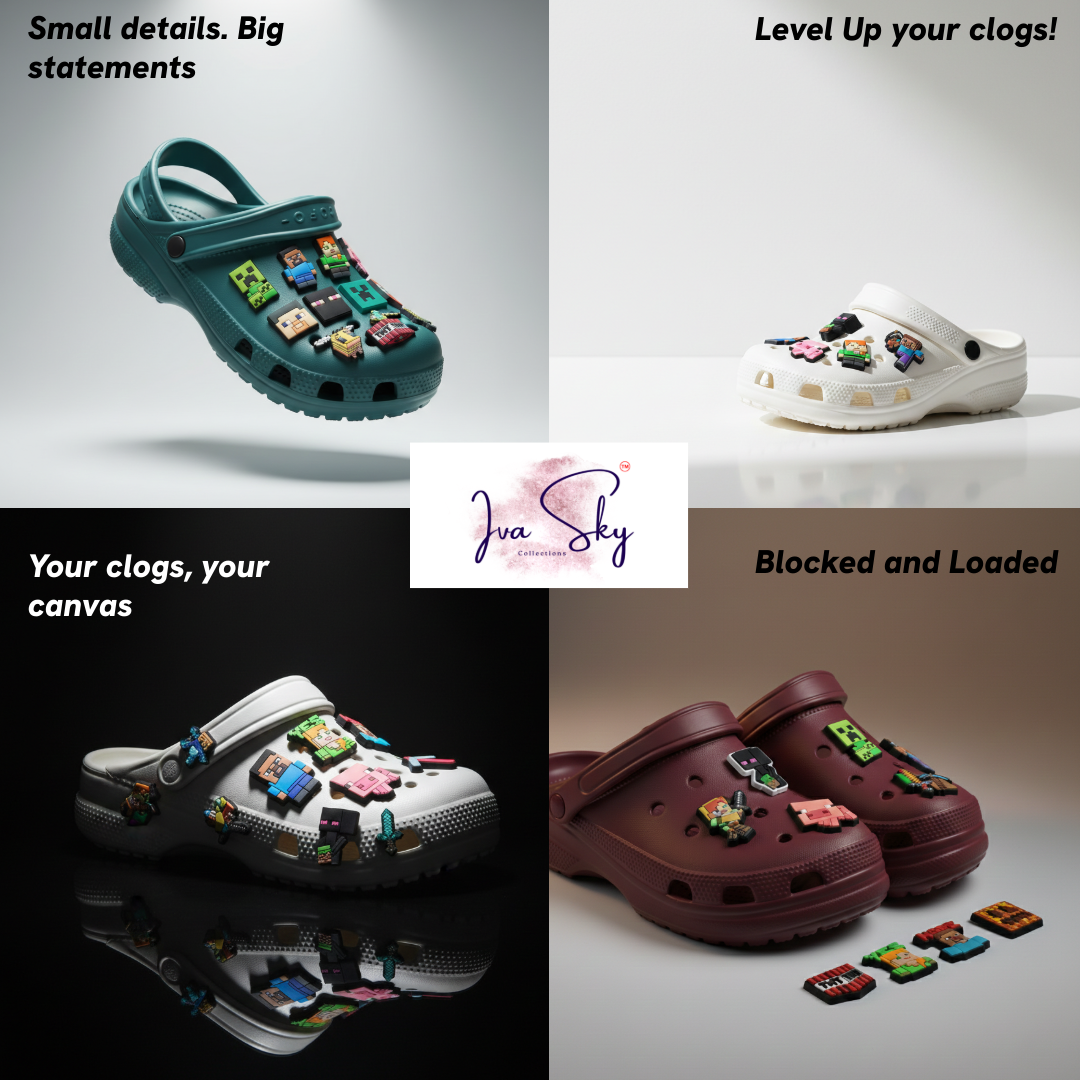 Pixel Shoe Charms: 30PCS Pixel Shoe Charms for Clog Style Shoes | Retro Block Game Accessories for Kids & Teens