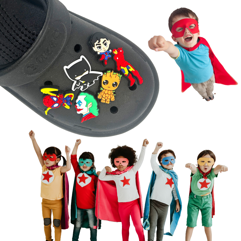 Superhero & Villain Shoe Charms: 30PCS Comic Book Hero Decor for Croc Charms, Bag Charms, Party Favor & Footwear accessories
