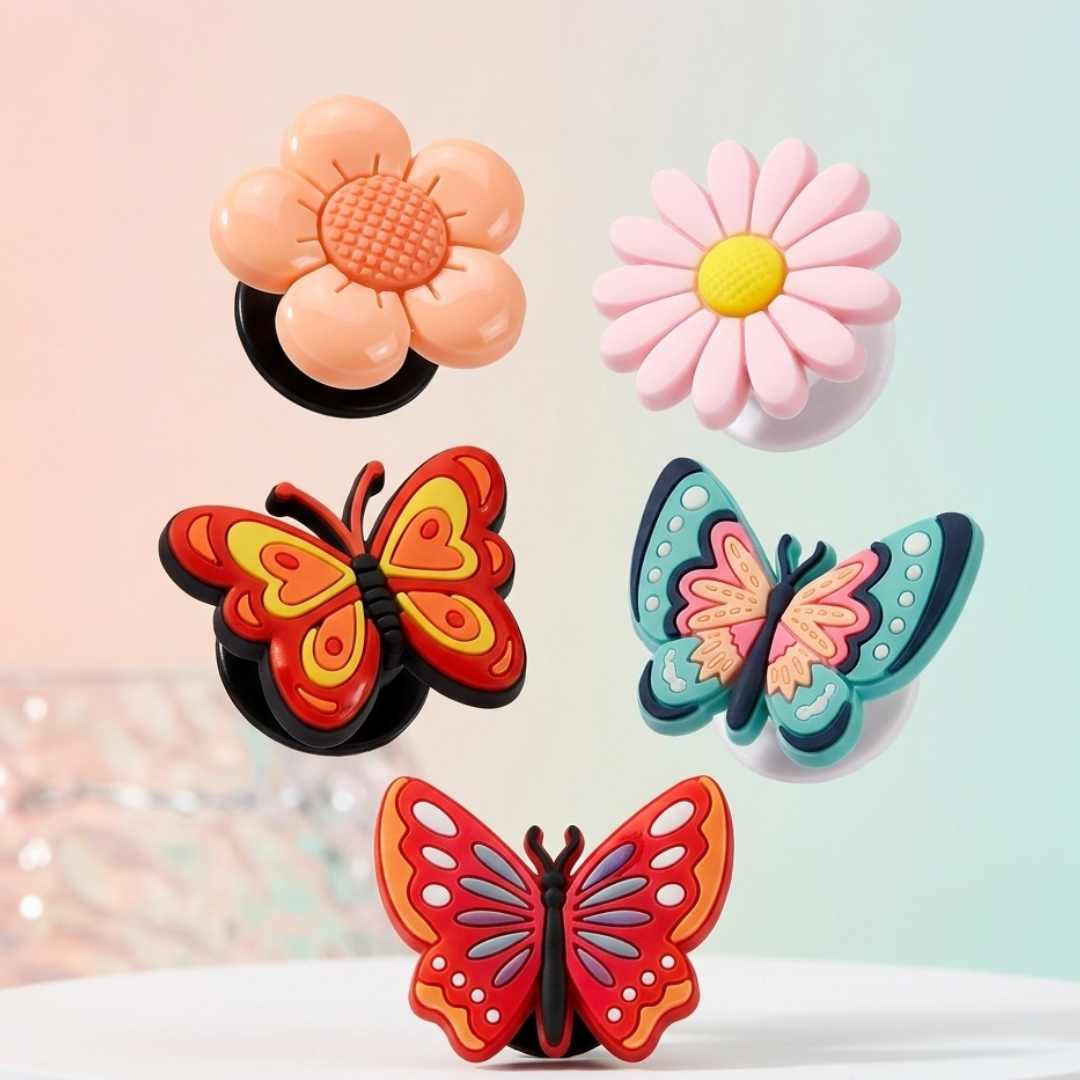 Colorful Flower & Butterfly Shoe Charms: 30PCS Vibrant Decor for Croc Charms, Bag Charms, Party Favor & Footwear accessories