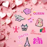 Cute Pink Shoe Charms for Girls, Shoe Decoration Croc Charms & Party Favors for Kids Girls Women Teens Adult 