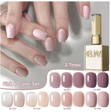 formaldehyde free Pink 6 Color Gel Nail Polish Set 