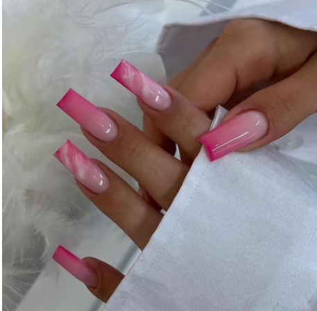 Pink Ombre Marble Press-On Nails
