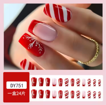 Christmas Red Press-On Nails Set