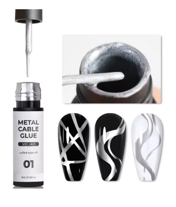 Metal Cable Glue Nail Gel silver 