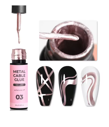 Metal Cable Glue Nail Gel Pink 
