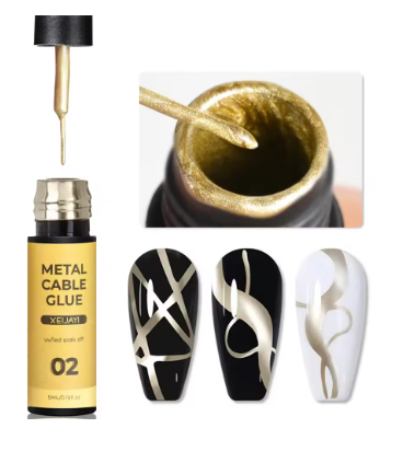 Metal Cable Glue for Nail Art gold 