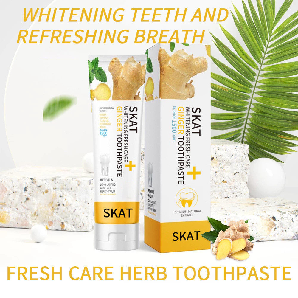 ยาสีฟัน ยาสีฟันขิง ทำให้ฟันขาวขึ้นและลดกลิ่นปาก 50g Ginger toothpaste ยับยั้งเชื้อแบคทีเรีย ลดกลิ่นปาก