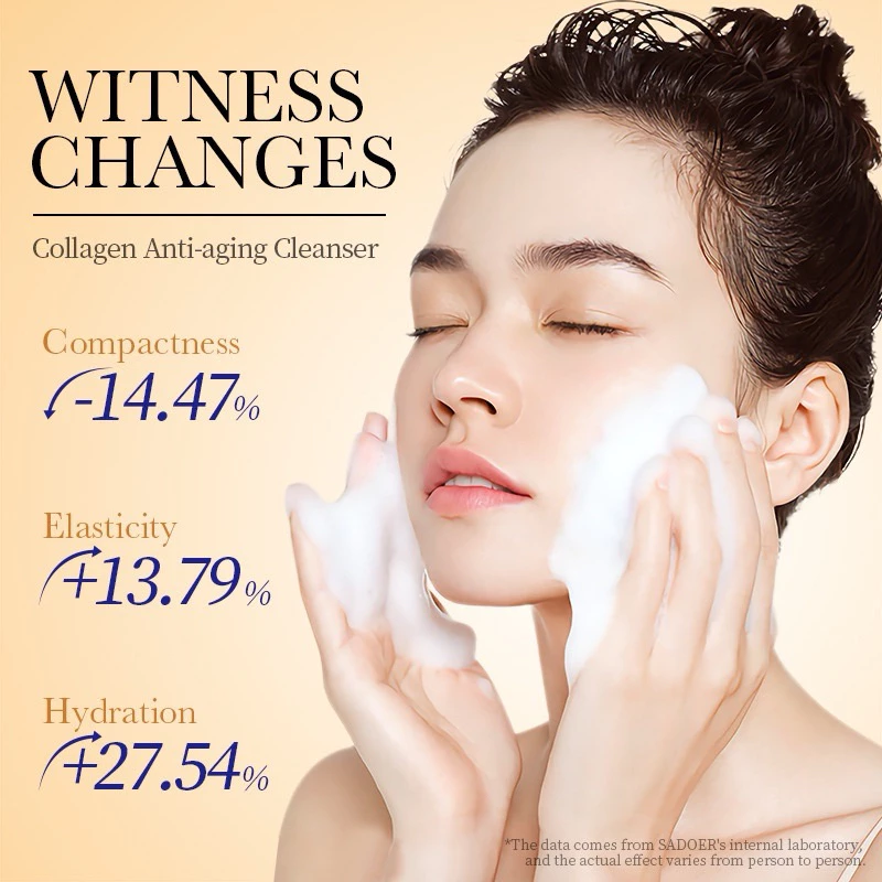 SADOER COLLAGEN CLEANSER คลีนเซอร์ เนื้อโฟมละเอียด ล้างออกอย่างล้ำลึก ชุ่มชื่น 100g. กล่องขาวทอง
