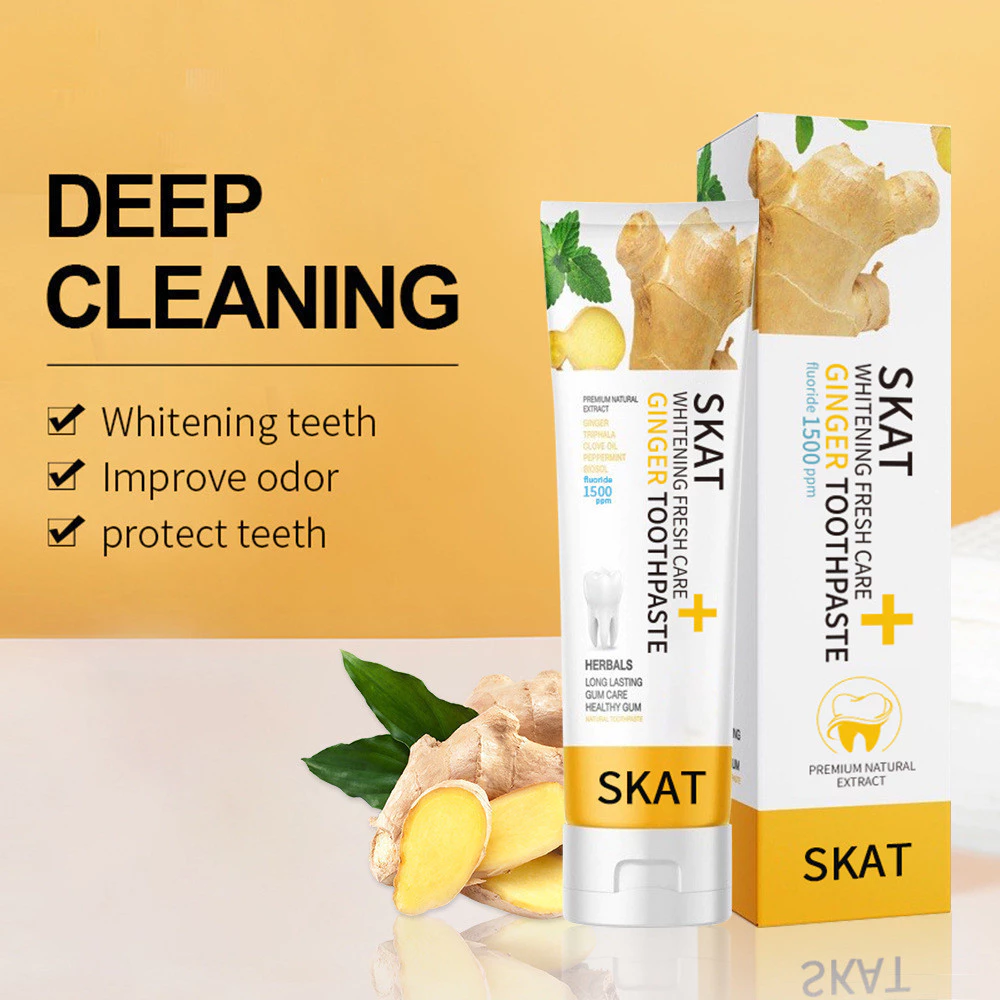 ยาสีฟัน ยาสีฟันขิง ทำให้ฟันขาวขึ้นและลดกลิ่นปาก 50g Ginger toothpaste ยับยั้งเชื้อแบคทีเรีย ลดกลิ่นปาก