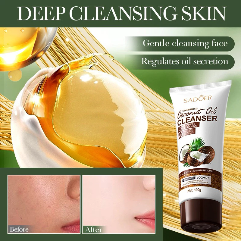 โฟมล้างหน้าน้ำมันมะพร้าว Sadoer Coconut Oil Cleanser โฟมล้างหน้ามะพร้าว ให้ผิวขาวใส เนียนนุ่ม 100 g.